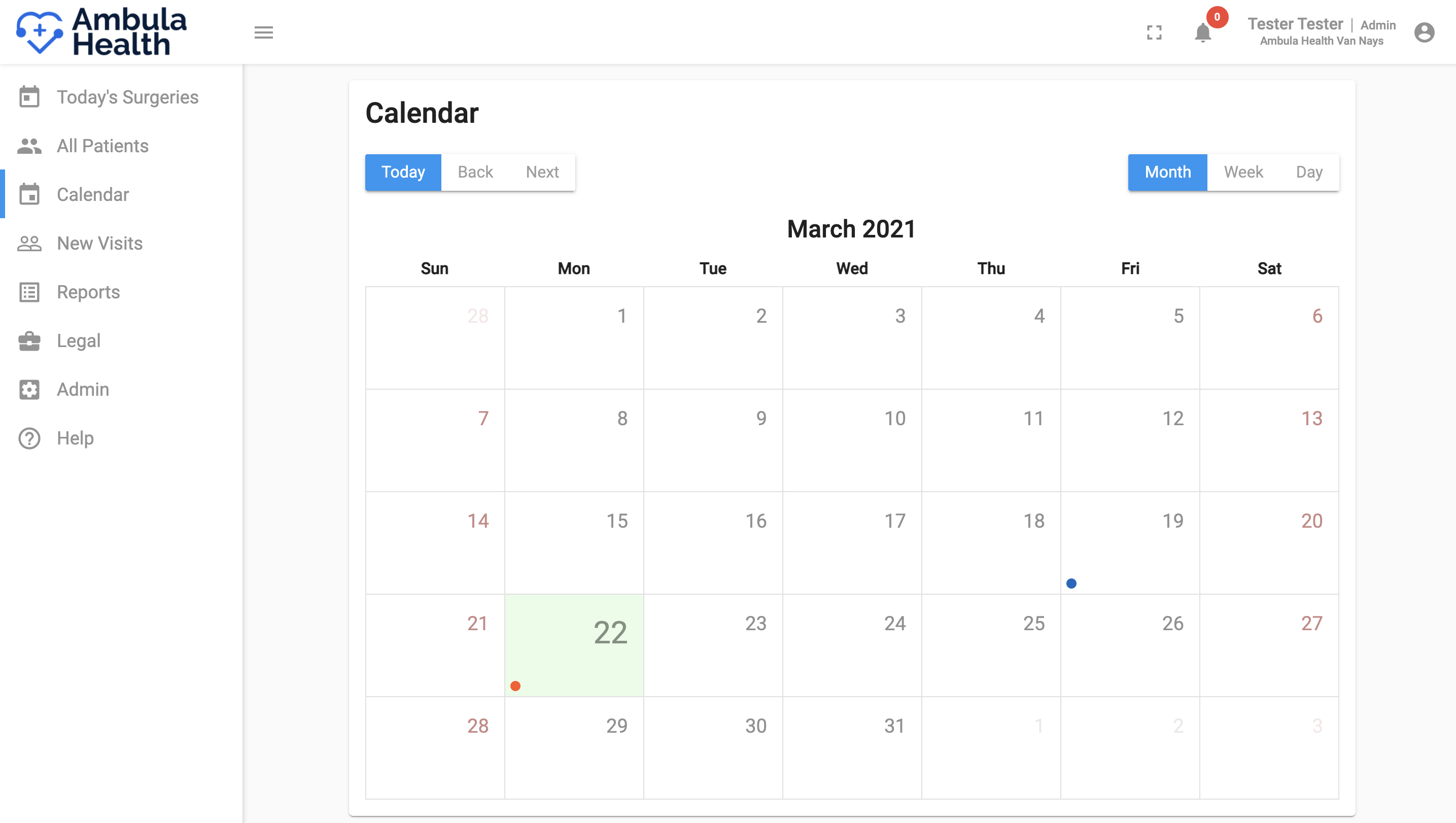 screenshot of Ambula EMR